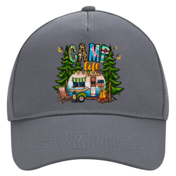 Camp Life, Ultimate Adult Hat Grey, (100% COTTON DRILL, ADULT, UNISEX, ONE SIZE)