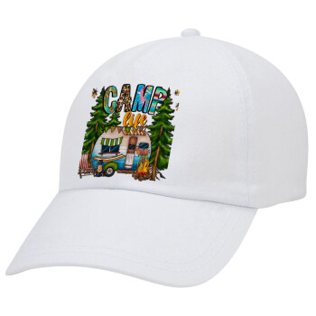 Camp Life, Adult Baseball Cap White 5-panel (POLYESTER, ADULT, UNISEX, ONE SIZE)