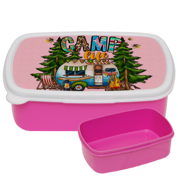 Camp Life, ΡΟΖ παιδικό δοχείο φαγητού (lunchbox) πλαστικό (BPA-FREE) Lunch Βox M18 x Π13 x Υ6cm