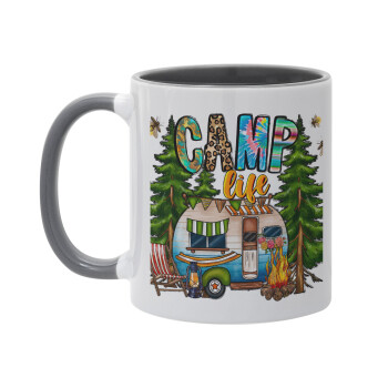 Camp Life, Mug colored grey, ceramic, 330ml