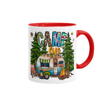 Camp Life, Mug colored red, ceramic, 330ml