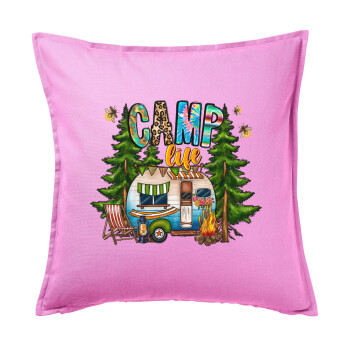 Camp Life, Sofa cushion Pink 50x50cm includes filling