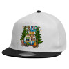 Child's Flat Snapback Hat, White (100% COTTON, CHILDREN'S, UNISEX, ONE SIZE)