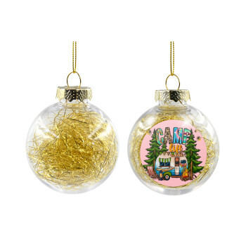 Camp Life, Transparent Christmas tree ball ornament with gold filling 8cm