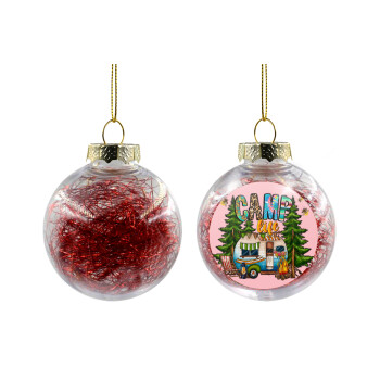 Camp Life, Transparent Christmas tree ball ornament with red filling 8cm