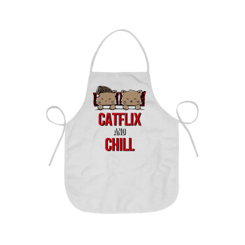 Catflix and Chill, Chef Apron Short Full Length Adult (63x75cm)