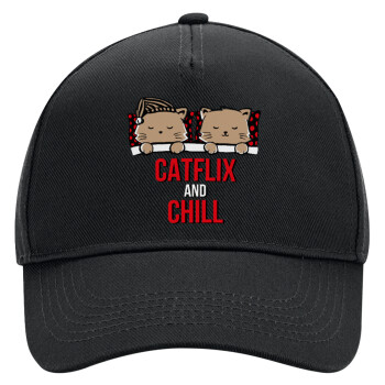 Catflix and Chill, Καπέλο Ενηλίκων Ultimate ΜΑΥΡΟ, (100% ΒΑΜΒΑΚΕΡΟ DRILL, ΕΝΗΛΙΚΩΝ, UNISEX, ONE SIZE)