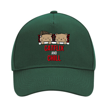 Catflix and Chill, Adult Ultimate Hat GREEN, (100% COTTON DRILL, ADULT, UNISEX, ONE SIZE)