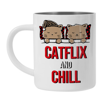 Catflix and Chill, Mug Stainless steel double wall 450ml