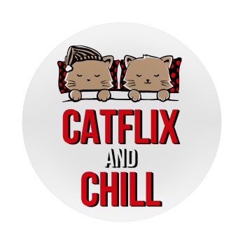 Catflix and Chill, Mousepad Round 20cm