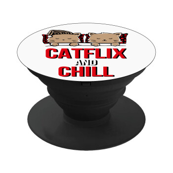 Catflix and Chill, Phone Holders Stand  Black Hand-held Mobile Phone Holder