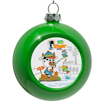 Kids Fisherman, Green Christmas tree ornament bauble 8cm