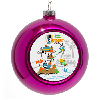 Kids Fisherman, Purple Christmas tree ornament bauble 8cm