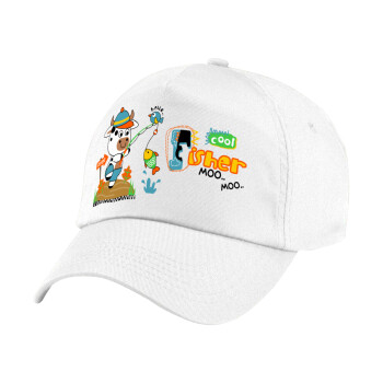 Kids Fisherman, Children's Baseball Cap, 100% Cotton Twill, White (COTTON, CHILDREN'S, UNISEX, ONE SIZE)