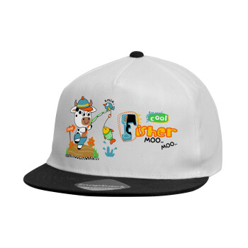 Kids Fisherman, Καπέλο παιδικό Flat Snapback, Λευκό (100% ΒΑΜΒΑΚΕΡΟ, ΠΑΙΔΙΚΟ, UNISEX, ONE SIZE)