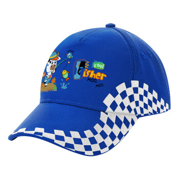 Kids Fisherman, Adult Ultimate BLUE RACING Cap, (100% COTTON DRILL, ADULT, UNISEX, ONE SIZE)