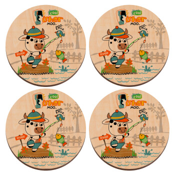 Kids Fisherman, ΣΕΤ x4 Σουβέρ ξύλινα στρογγυλά plywood (9cm)