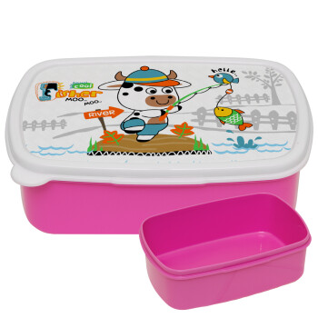 Kids Fisherman, ΡΟΖ παιδικό δοχείο φαγητού (lunchbox) πλαστικό (BPA-FREE) Lunch Βox M18 x Π13 x Υ6cm