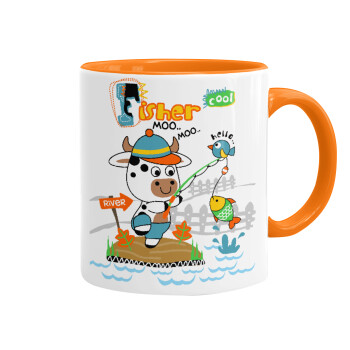 Kids Fisherman, Mug colored orange, ceramic, 330ml