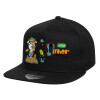 Children's Flat Snapback Hat, Black (100% COTTON, CHILD, UNISEX, ONE SIZE)