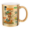 Mug ceramic, gold mirror, 330ml