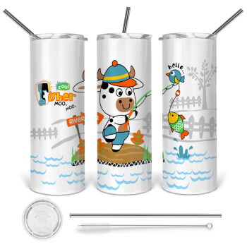 Kids Fisherman, Tumbler stainless steel 600ml, with metal straw & cleaning brush