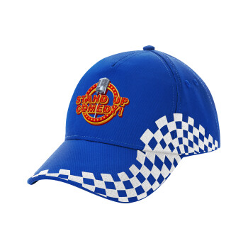 Stand up comedy, Adult Ultimate BLUE RACING Cap, (100% COTTON DRILL, ADULT, UNISEX, ONE SIZE)