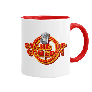 Stand up comedy, Mug colored red, ceramic, 330ml