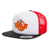 Adult Foam Flat Snapback with Mesh Black-White-Red (POLYESTER, ADULT, UNISEX, ONE SIZE)