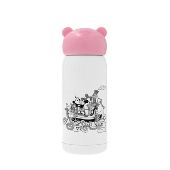 Mickey steamboat, Pink stainless steel thermal flask, 320ml