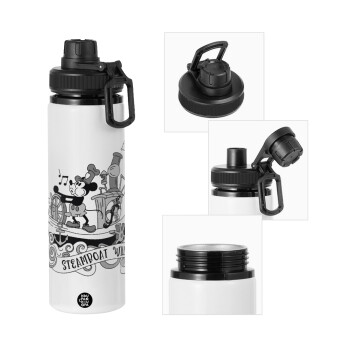 Mickey steamboat, Metal water bottle with safety cap, aluminum 850ml
