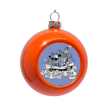 Mickey steamboat, Orange Christmas tree ornament bauble 8cm