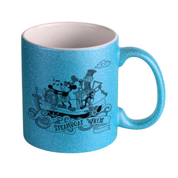 Mickey steamboat, Κούπα Σιέλ Glitter που γυαλίζει, κεραμική, 330ml
