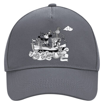 Mickey steamboat, Ultimate Adult Hat Grey, (100% COTTON DRILL, ADULT, UNISEX, ONE SIZE)