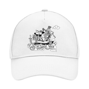 Mickey steamboat, Καπέλο Ενηλίκων Baseball, Drill, Λευκό (100% ΒΑΜΒΑΚΕΡΟ, ΕΝΗΛΙΚΩΝ, UNISEX, ONE SIZE)