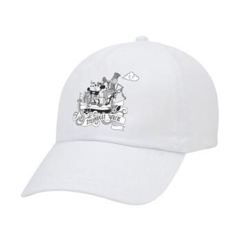 Mickey steamboat, Adult Baseball Cap White 5-panel (POLYESTER, ADULT, UNISEX, ONE SIZE)