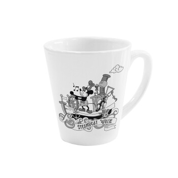 Mickey steamboat, Κούπα κωνική Latte Λευκή, κεραμική, 300ml