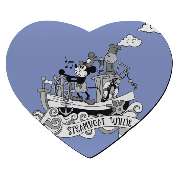 Mickey steamboat, Mousepad heart 23x20cm