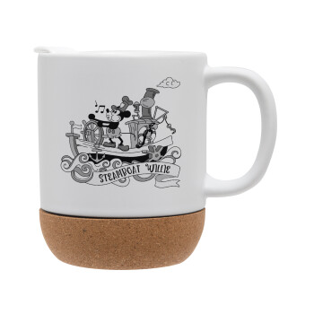 Mickey steamboat, Ceramic coffee mug Cork (MAT), 330ml (1pcs)