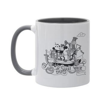 Mickey steamboat, Mug colored grey, ceramic, 330ml