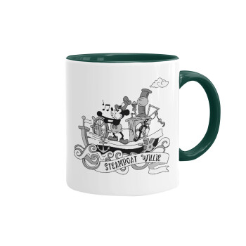 Mickey steamboat, Mug colored green, ceramic, 330ml