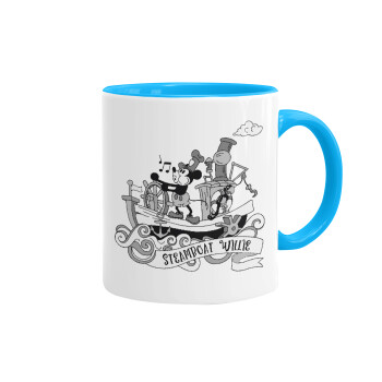 Mickey steamboat, Mug colored light blue, ceramic, 330ml