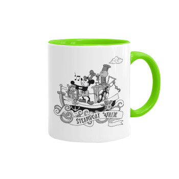 Mickey steamboat, Mug colored light green, ceramic, 330ml