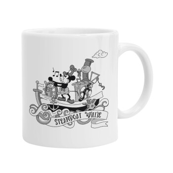 Mickey steamboat, Ceramic coffee mug, 330ml (1pcs)