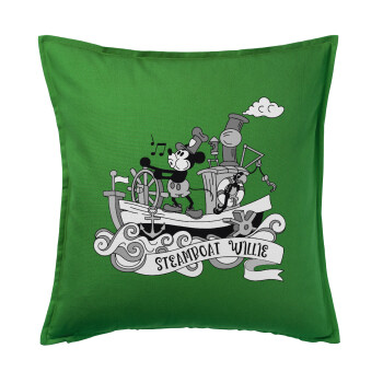 Mickey steamboat, Sofa cushion Green 50x50cm includes filling