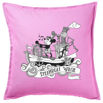 Mickey steamboat, Sofa cushion Pink 50x50cm includes filling