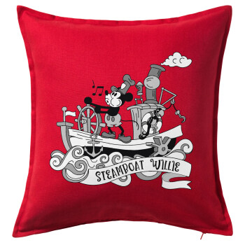 Mickey steamboat, Sofa cushion RED 50x50cm includes filling