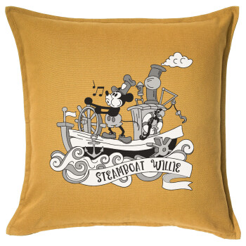 Mickey steamboat, Sofa cushion YELLOW 50x50cm includes filling