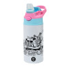 Children's hot water bottle, stainless steel, with safety straw, Pink/BlueCiel (360ml) BPA FREE