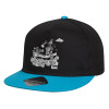 Child's Flat Snapback Hat, Black/Blue (100% COTTON, CHILD, UNISEX, ONE SIZE)